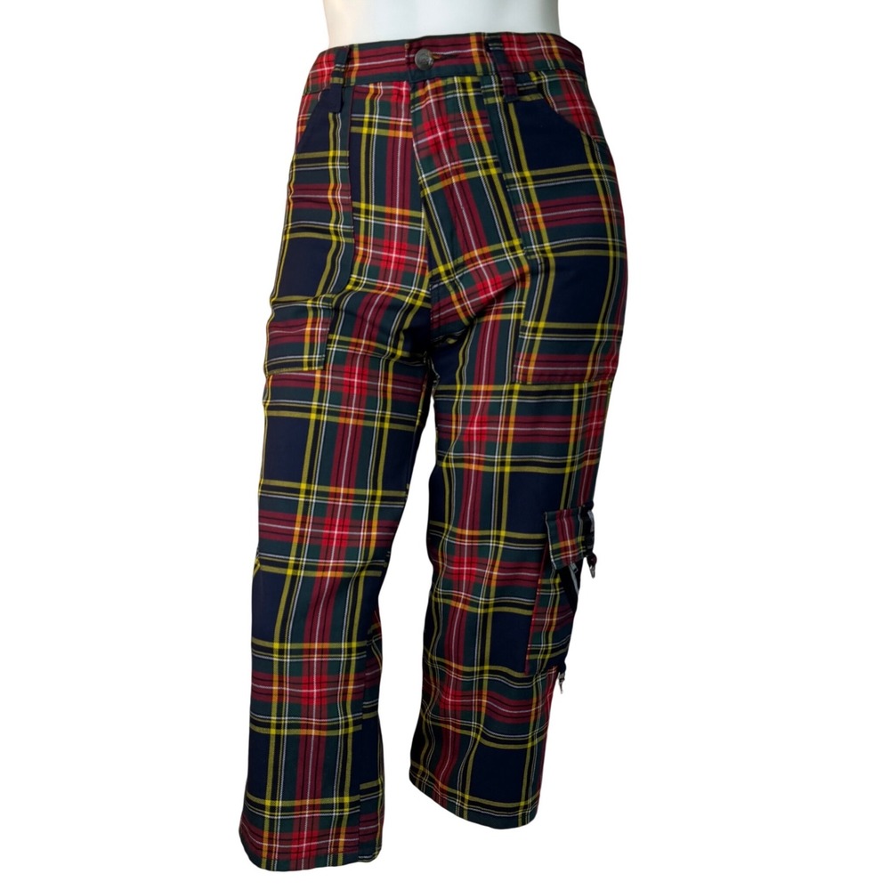 Tiger of London Plaid Bondage Pants Punk Grunge Tartan Cargo Cropped 30W